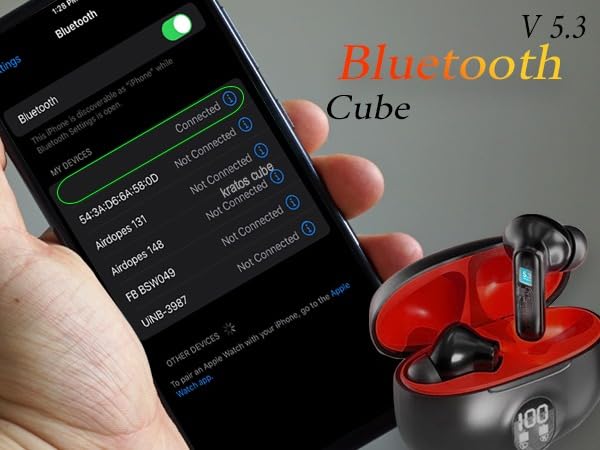 Kratos Cube Ear Buds Wireless with 30H Playtime, Noise Isolation & Clear Calls, Bluetooth Earbuds with Voice Assistant, Ear Buds with Bluetooth V 5.3 & with Type C Fast Charging, IPX4 TWS Earphones - Image 4