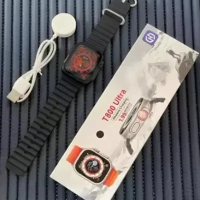 RKLS T800 S8 Ultra Watch Bluetooth Call Fitness Bracelet Magnetic Charging Smartwatch Smartwatch (Black Strap, Free Size)