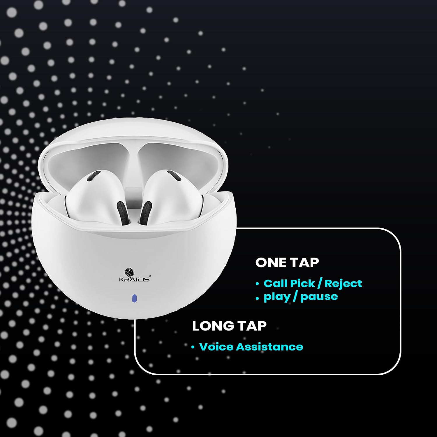 Kratos TW02 Ear Buds Wireless with 60H Playtime, Noise Isolation & Clear Calls, Bluetooth Earbuds with Voice Assistant, Ear Buds with Bluetooth V 5.3 & with Type C Fast Charging, IPX5 TWS Earphones - Image 5