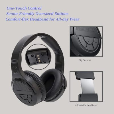 Wireless TV Headphones for Seniors with Large Buttons
