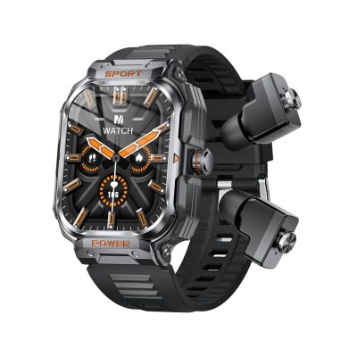 GT55 Military Smart Watch with Earbuds Rugged