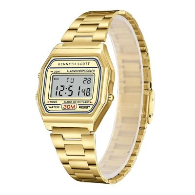 Kenneth Scott Gents’s Watch, Digital Display and Stainless Steel Strap