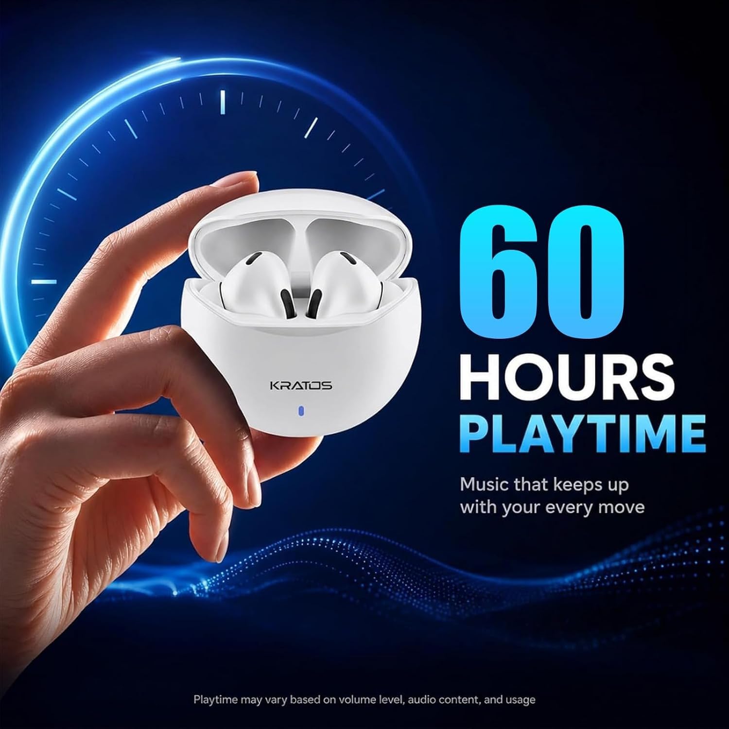 Kratos TW02 Ear Buds Wireless with 60H Playtime, Noise Isolation & Clear Calls, Bluetooth Earbuds with Voice Assistant, Ear Buds with Bluetooth V 5.3 & with Type C Fast Charging, IPX5 TWS Earphones - Image 4