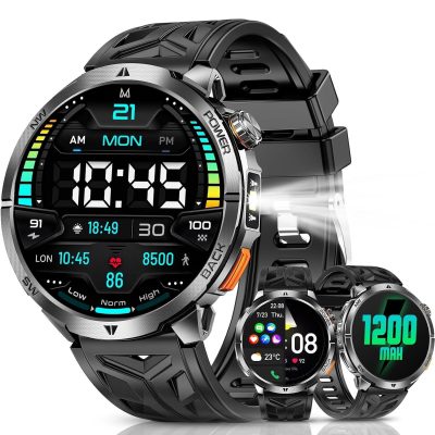 Military Smart Watch for Men, 1200mAh Long Battery