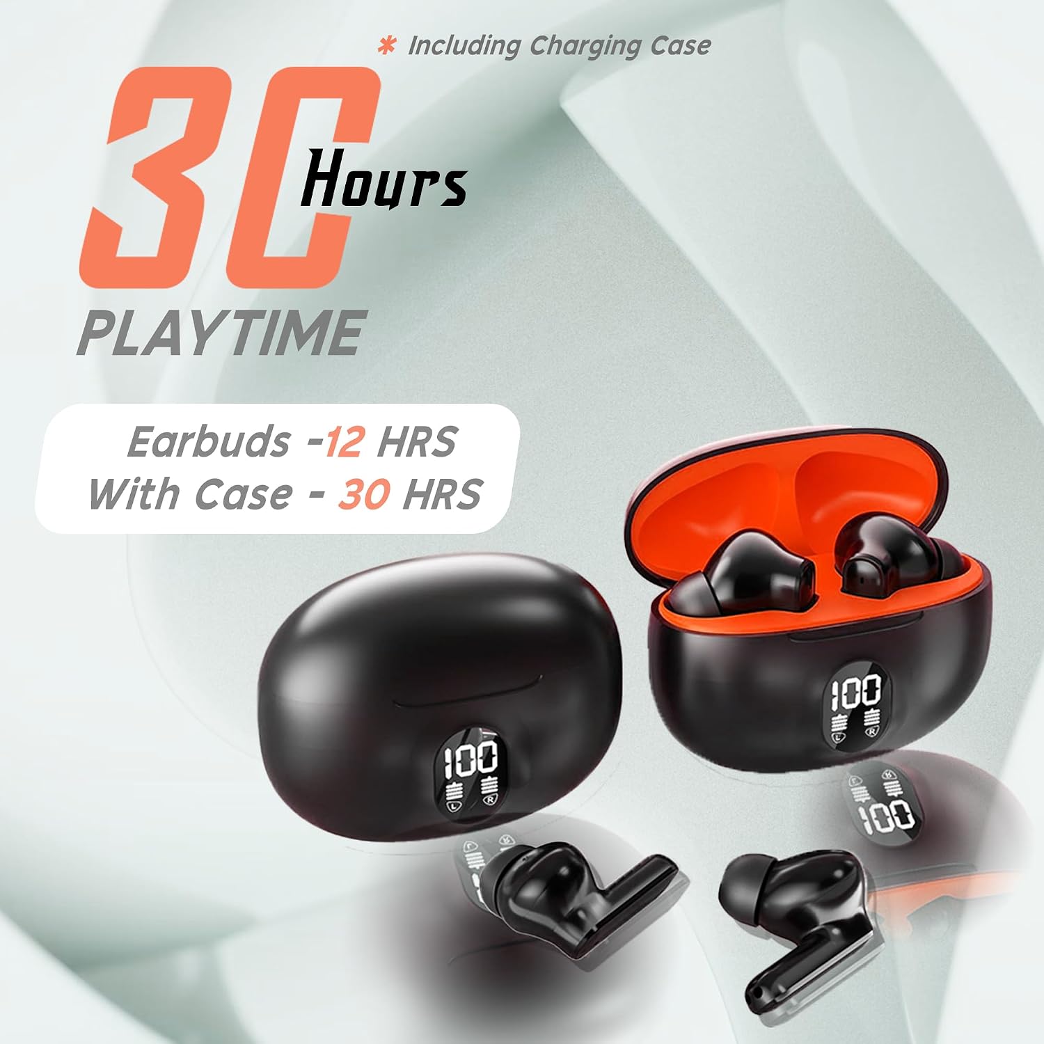 Kratos Cube Ear Buds Wireless with 30H Playtime, Noise Isolation & Clear Calls, Bluetooth Earbuds with Voice Assistant, Ear Buds with Bluetooth V 5.3 & with Type C Fast Charging, IPX4 TWS Earphones - Image 2