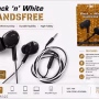 Premium Black & White Wired Handsfree Earphones with Mic