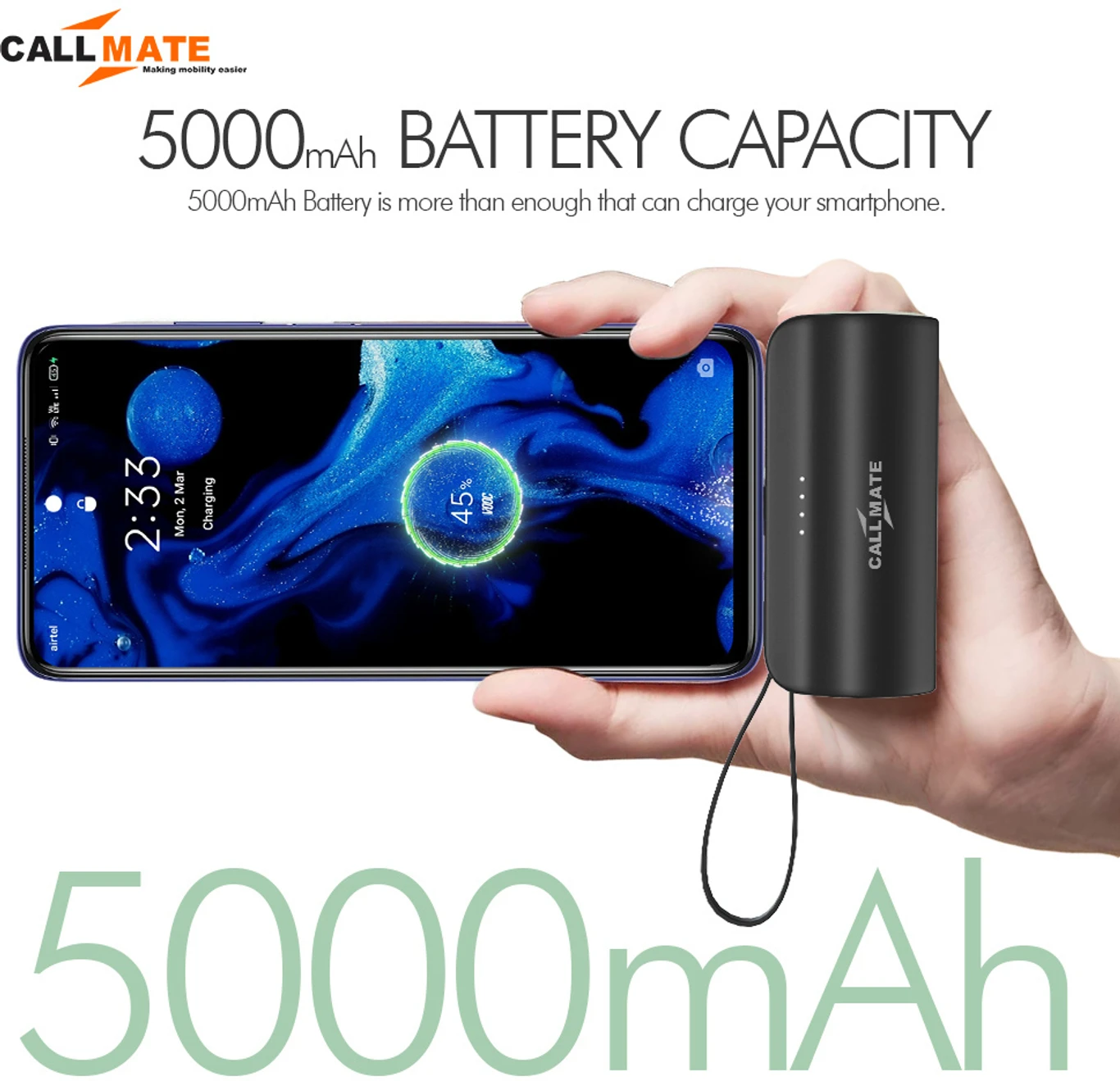 Callmate 5000 mAh 15 W Power Bank - Image 2