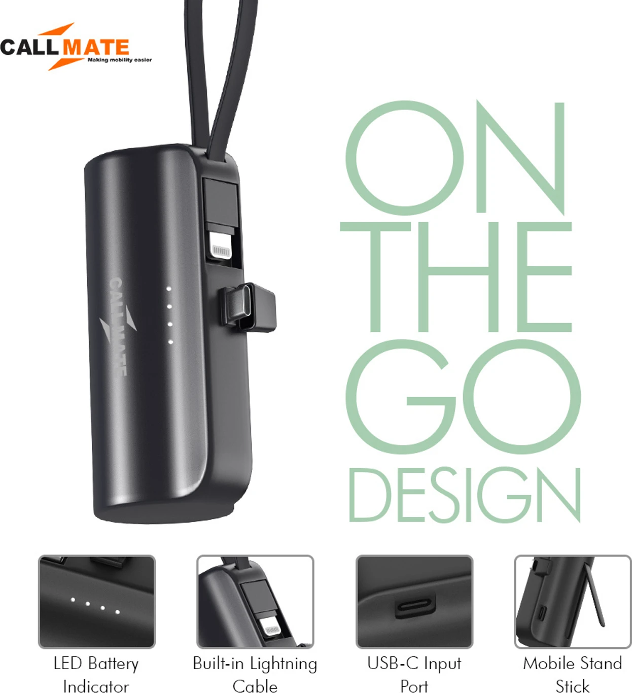 Callmate 5000 mAh 15 W Power Bank - Image 3