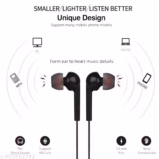 Wired Earphones with Premium Audio Clarity – Ideal for Study & Work